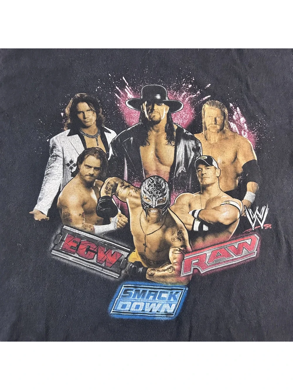 2007-08 WWE Hybrid Tees ECW Raw Smack Down Black T-Shirt Undertaker, Youth Large